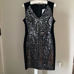 Karen Kane black velvet with sequins dress